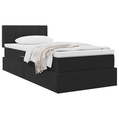Opslag bed met matras met hoofdeinde Zwart 90 x 190 cm Fluweel