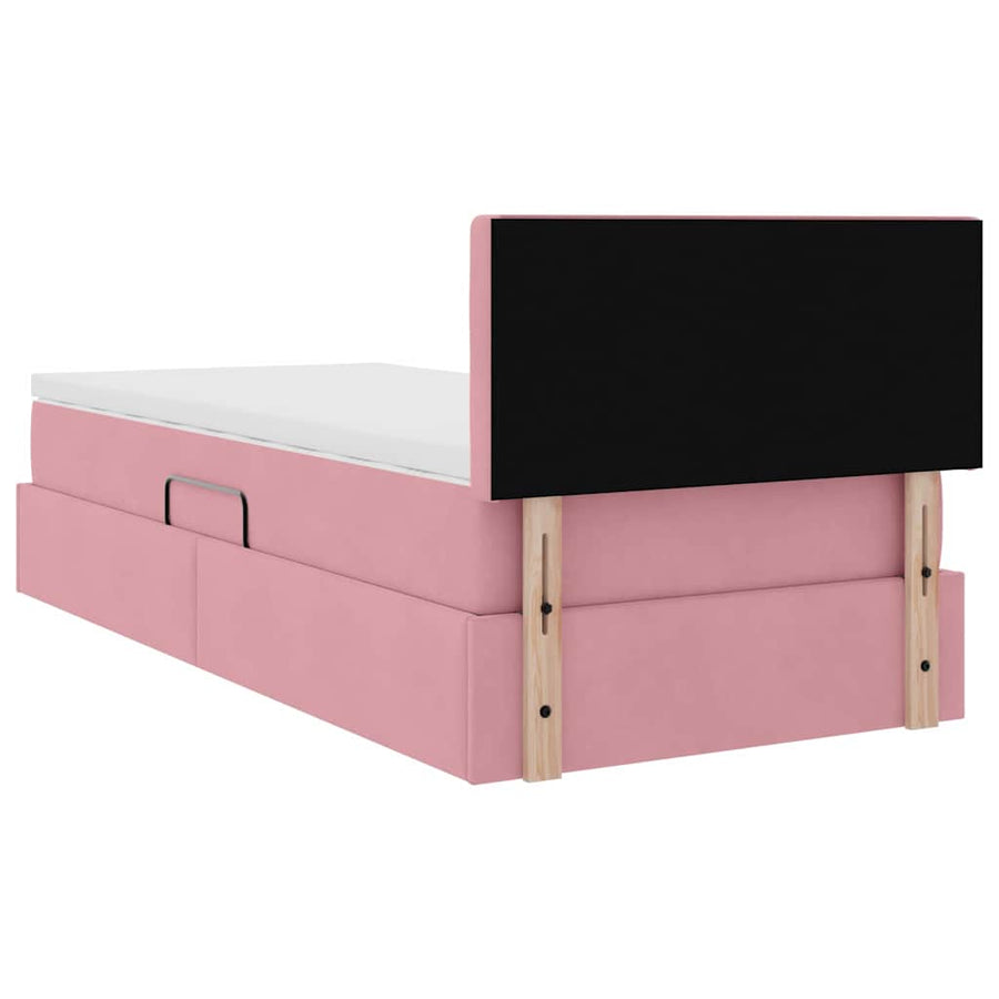 Opslag bed met matras met hoofdeinde Roze 90 x 190 cm Fluweel