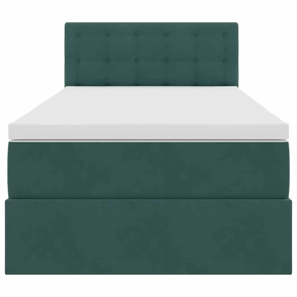 Opslag bed met matras Donkergroen 90 x 200 cm Fluweel
