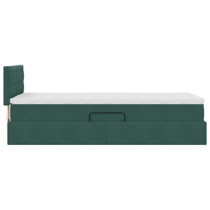 Opslag bed met matras Donkergroen 90 x 200 cm Fluweel