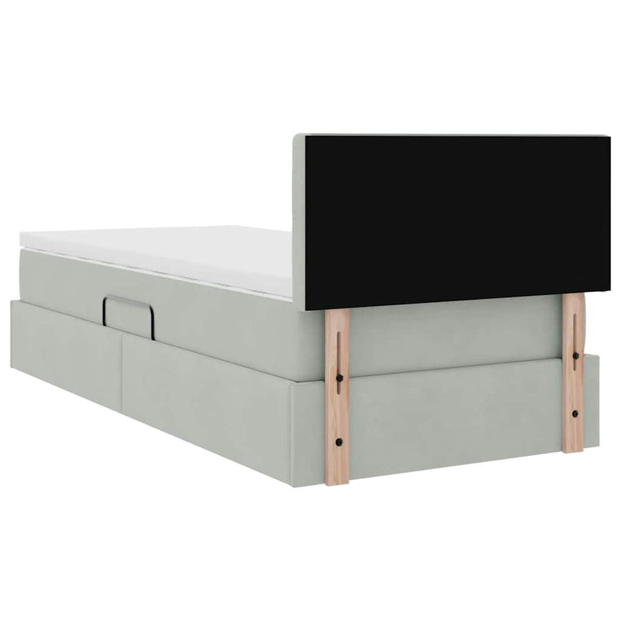 Opslag bed met matras Lichtgrijs 100 x 200 cm Fluweel