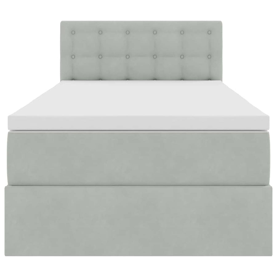 Opslag bed met matras Lichtgrijs 100 x 200 cm Fluweel