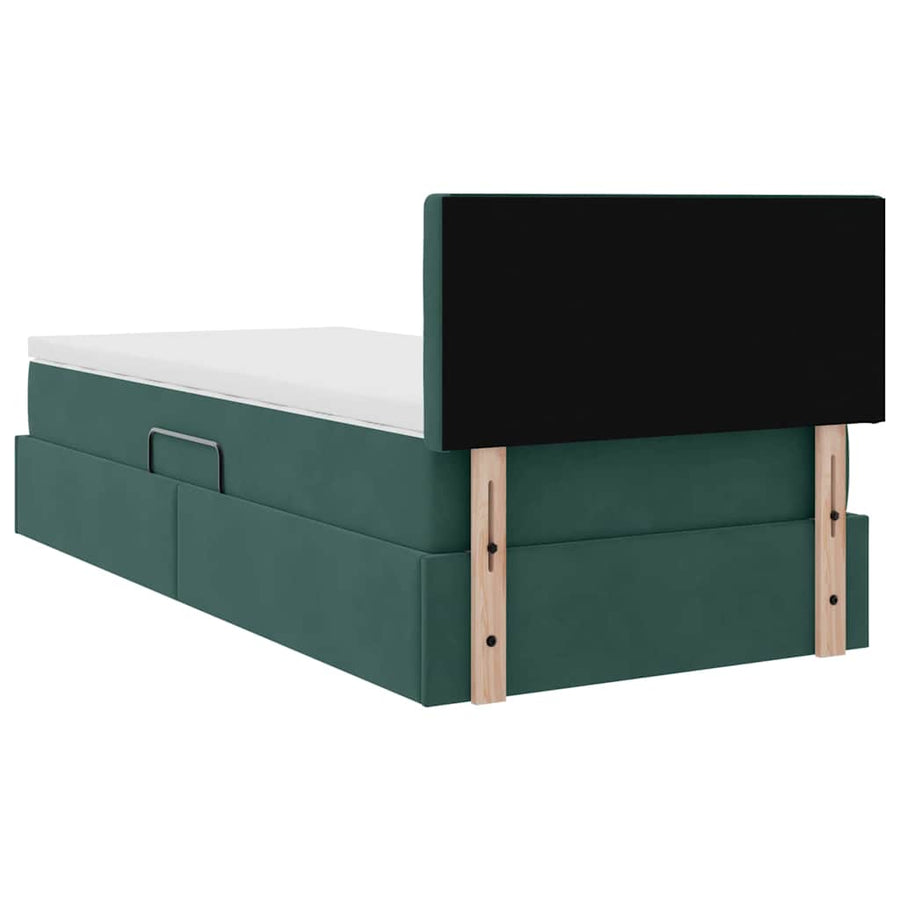 Opslag bed met matras Donkergroen 100 x 200 cm Fluweel