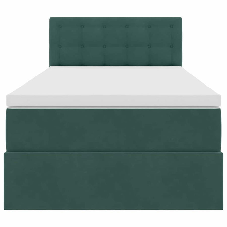 Opslag bed met matras Donkergroen 100 x 200 cm Fluweel