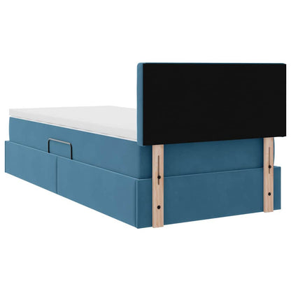 Opslag bed met matras Donkerblauw 100 x 200 cm Fluweel