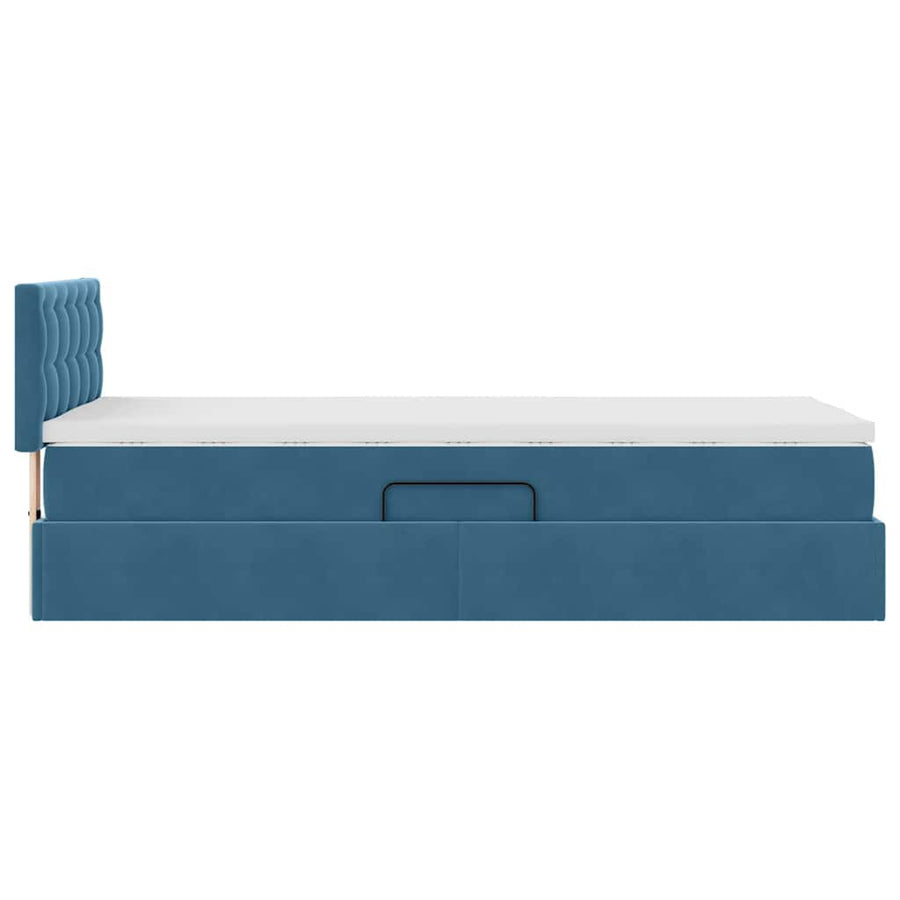 Opslag bed met matras Donkerblauw 100 x 200 cm Fluweel