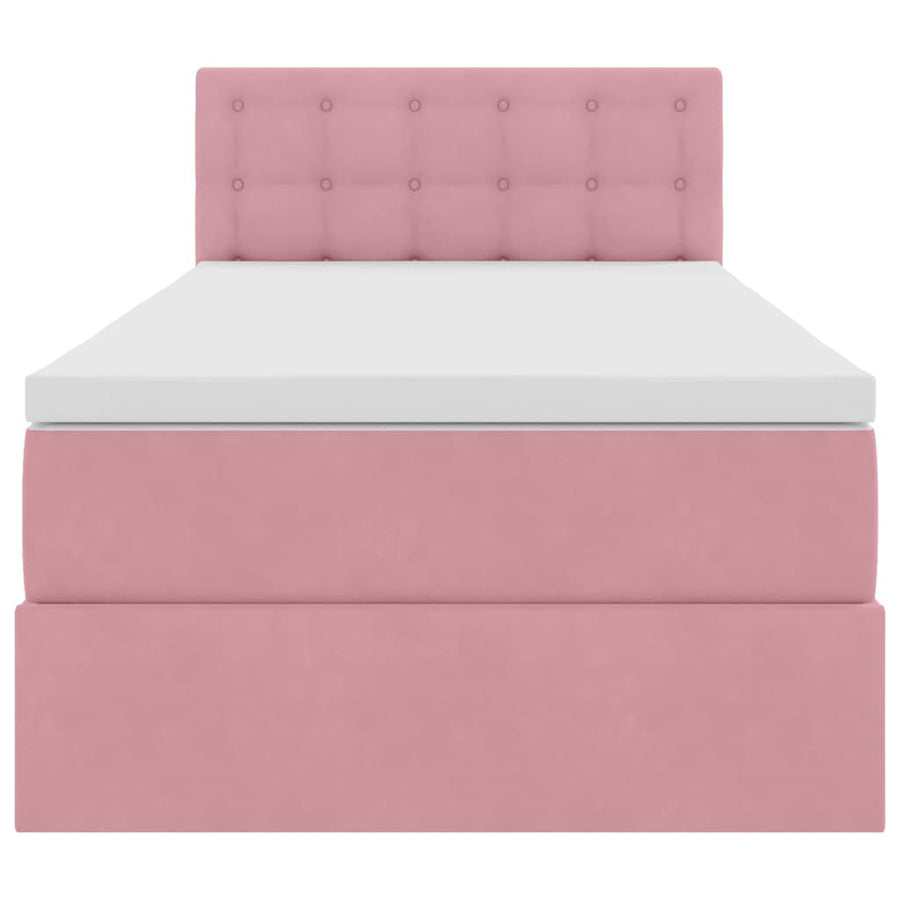 Opslag bed met matras met hoofdeinde Roze 100 x 200 cm Fluweel