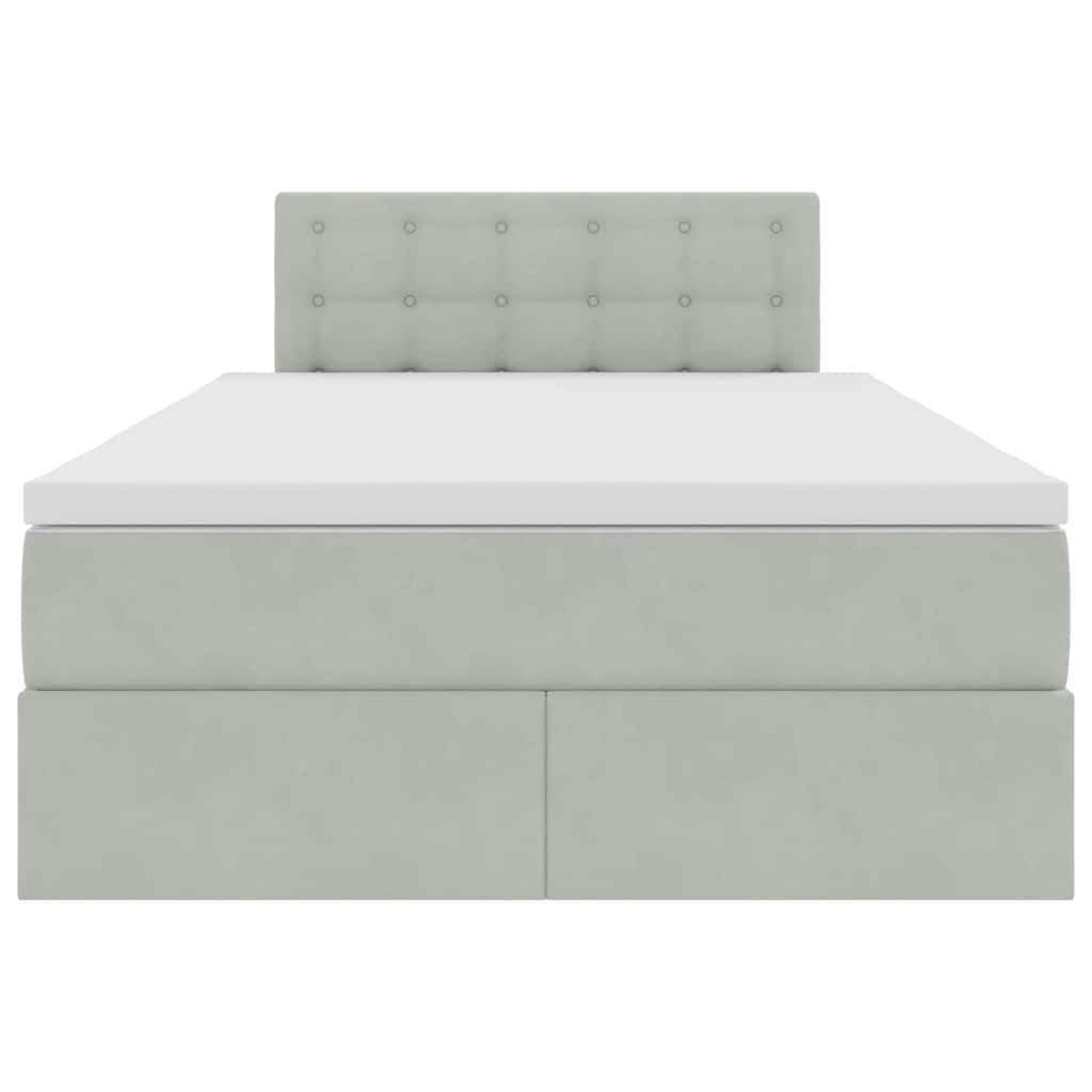 Opslag bed met matras Lichtgrijs 120 x 190 cm Fluweel