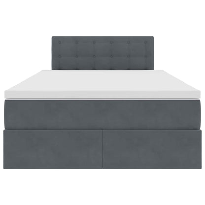 Opslag bed met matras Donkergrijs 120 x 190 cm Fluweel