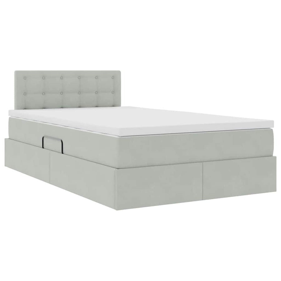 Opslag bed met matras Lichtgrijs 120 x 200 cm Fluweel
