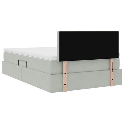 Opslag bed met matras Lichtgrijs 120 x 200 cm Fluweel
