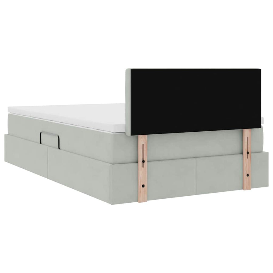 Opslag bed met matras Lichtgrijs 120 x 200 cm Fluweel