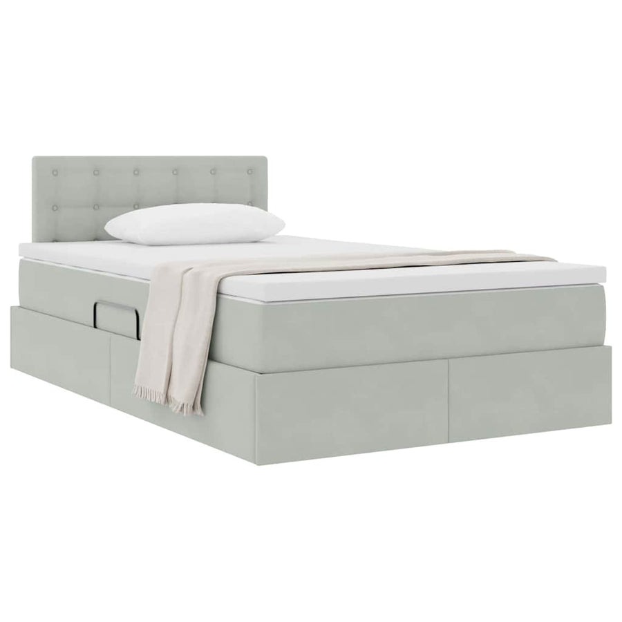 Opslag bed met matras Lichtgrijs 120 x 200 cm Fluweel