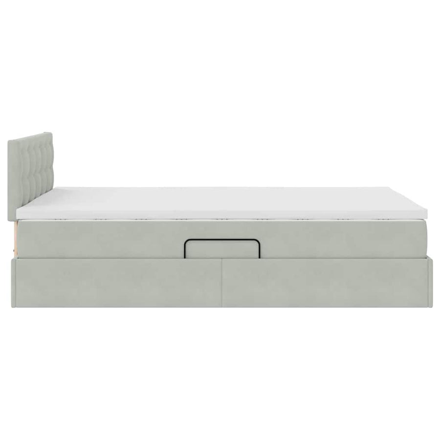 Opslag bed met matras Lichtgrijs 120 x 200 cm Fluweel