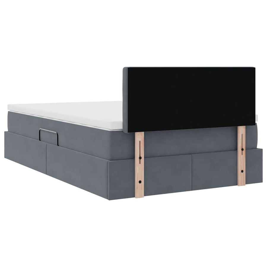 Opslag bed met matras Donkergrijs 120 x 200 cm Fluweel