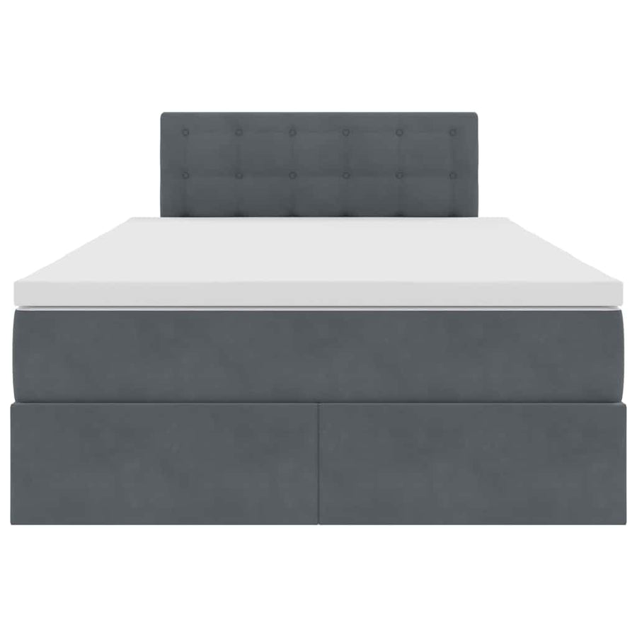 Opslag bed met matras Donkergrijs 120 x 200 cm Fluweel
