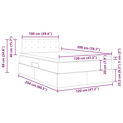 Opslag bed met matras Donkergrijs 120 x 200 cm Fluweel