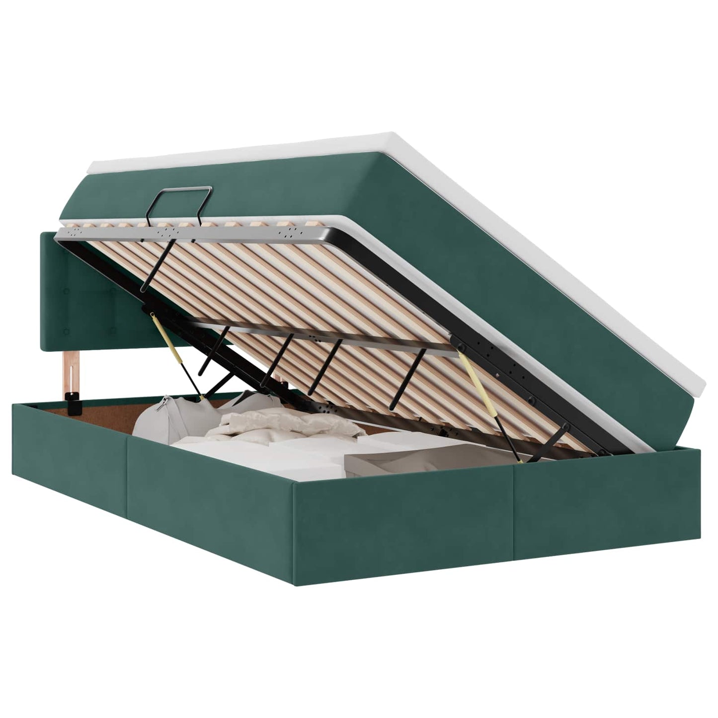 Opslag bed met matras Donkergroen 120 x 200 cm Fluweel
