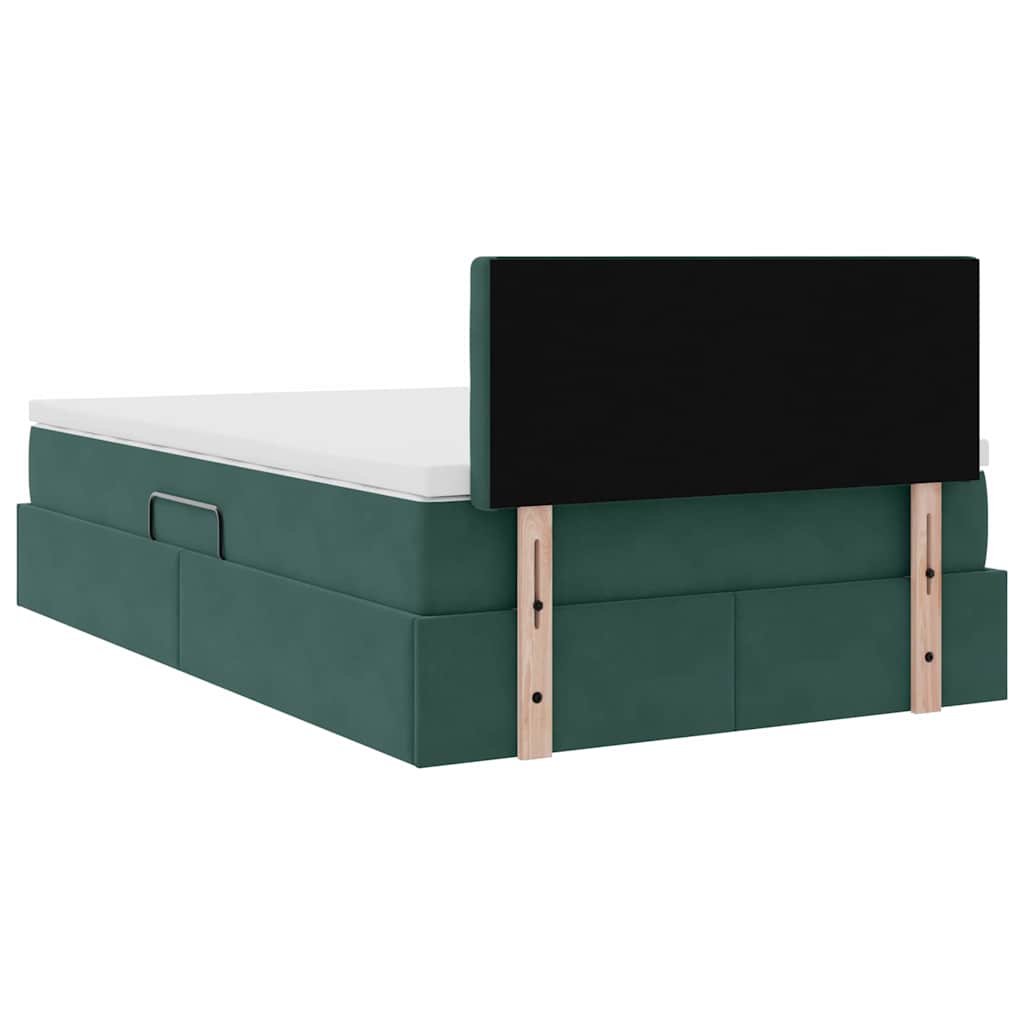 Opslag bed met matras Donkergroen 120 x 200 cm Fluweel