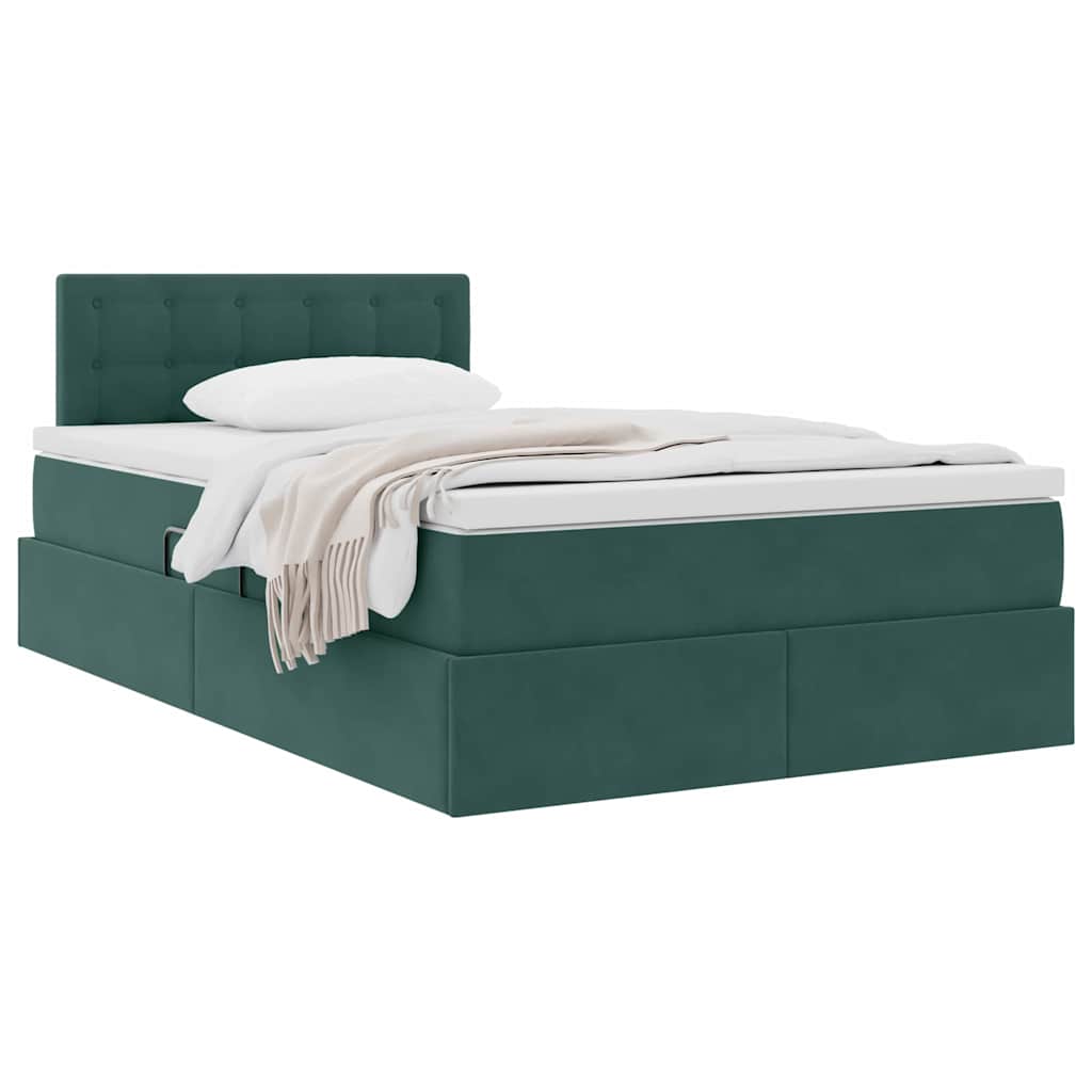 Opslag bed met matras Donkergroen 120 x 200 cm Fluweel