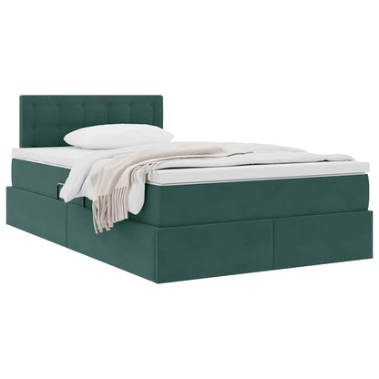 Opslag bed met matras Donkergroen 120 x 200 cm Fluweel