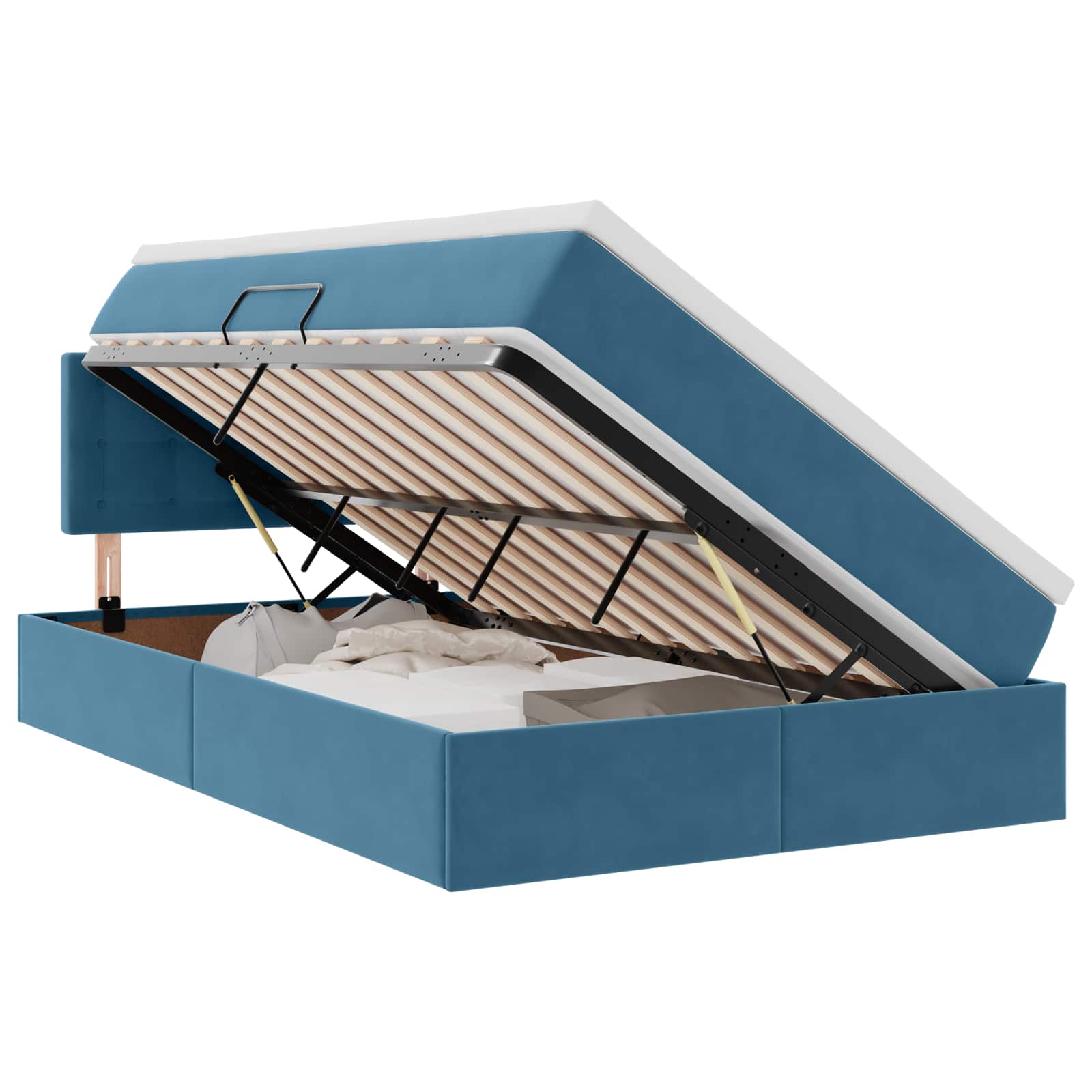 Opslag bed met matras Donkerblauw 120 x 200 cm Fluweel
