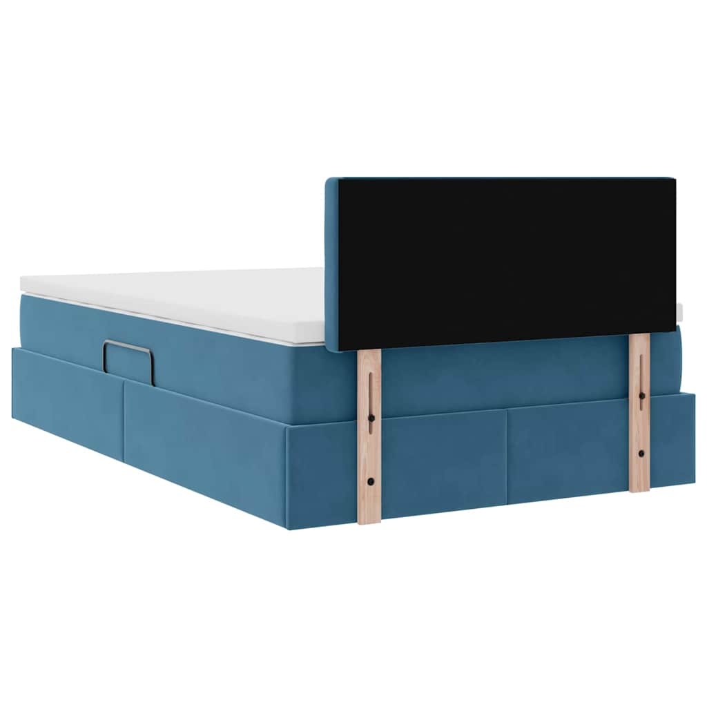 Opslag bed met matras Donkerblauw 120 x 200 cm Fluweel