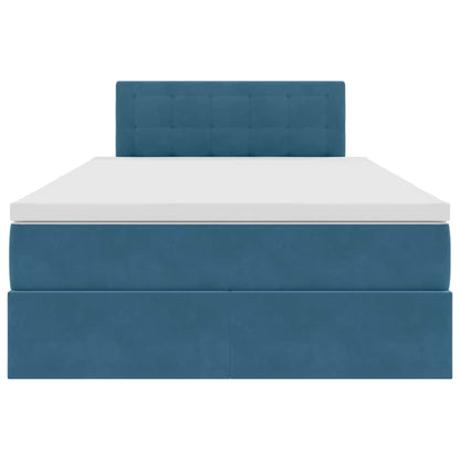 Opslag bed met matras Donkerblauw 120 x 200 cm Fluweel