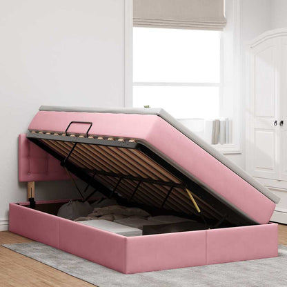 Opslag bed met matras met hoofdeinde Roze 120 x 200 cm Fluweel