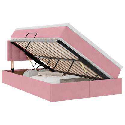 Opslag bed met matras met hoofdeinde Roze 120 x 200 cm Fluweel