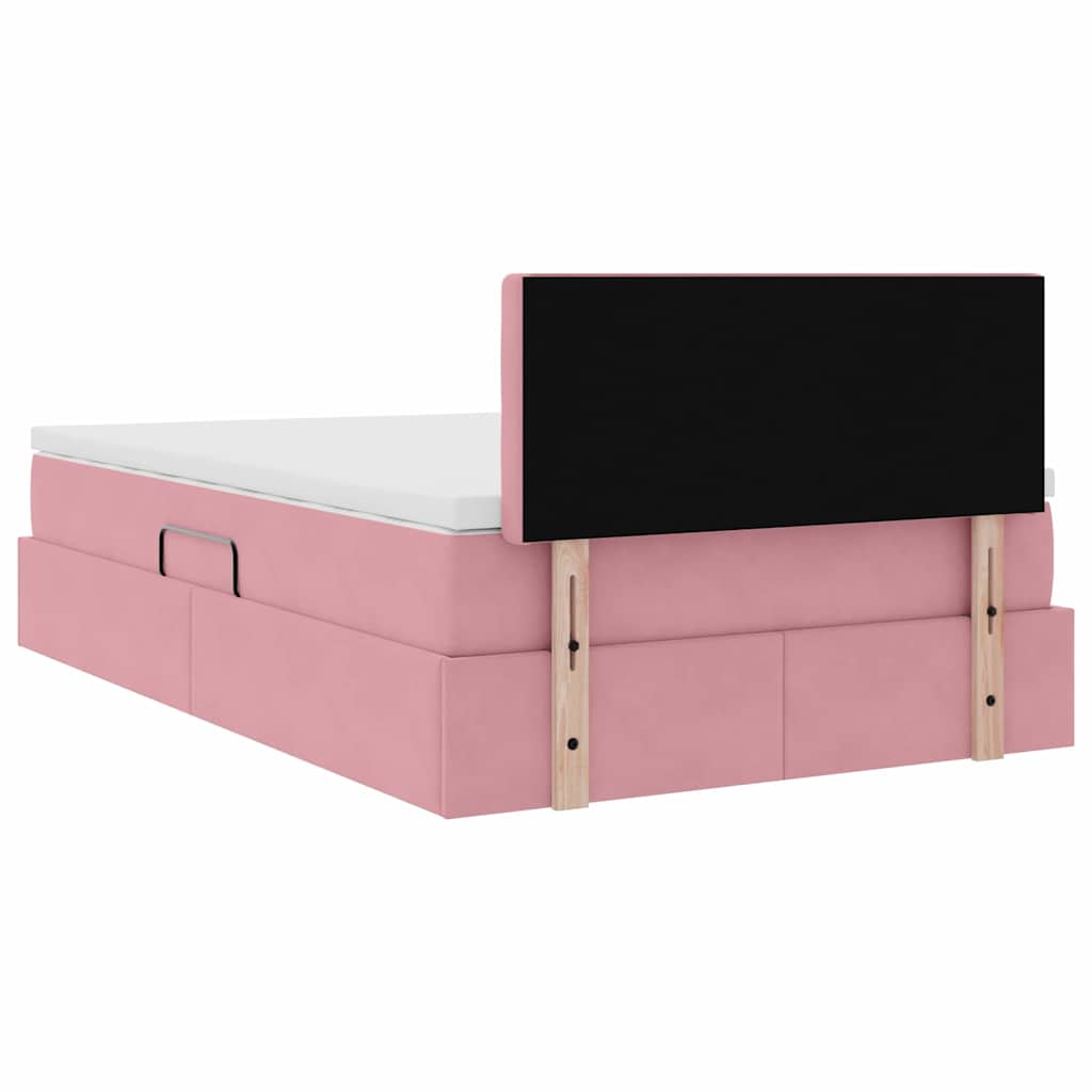 Opslag bed met matras met hoofdeinde Roze 120 x 200 cm Fluweel