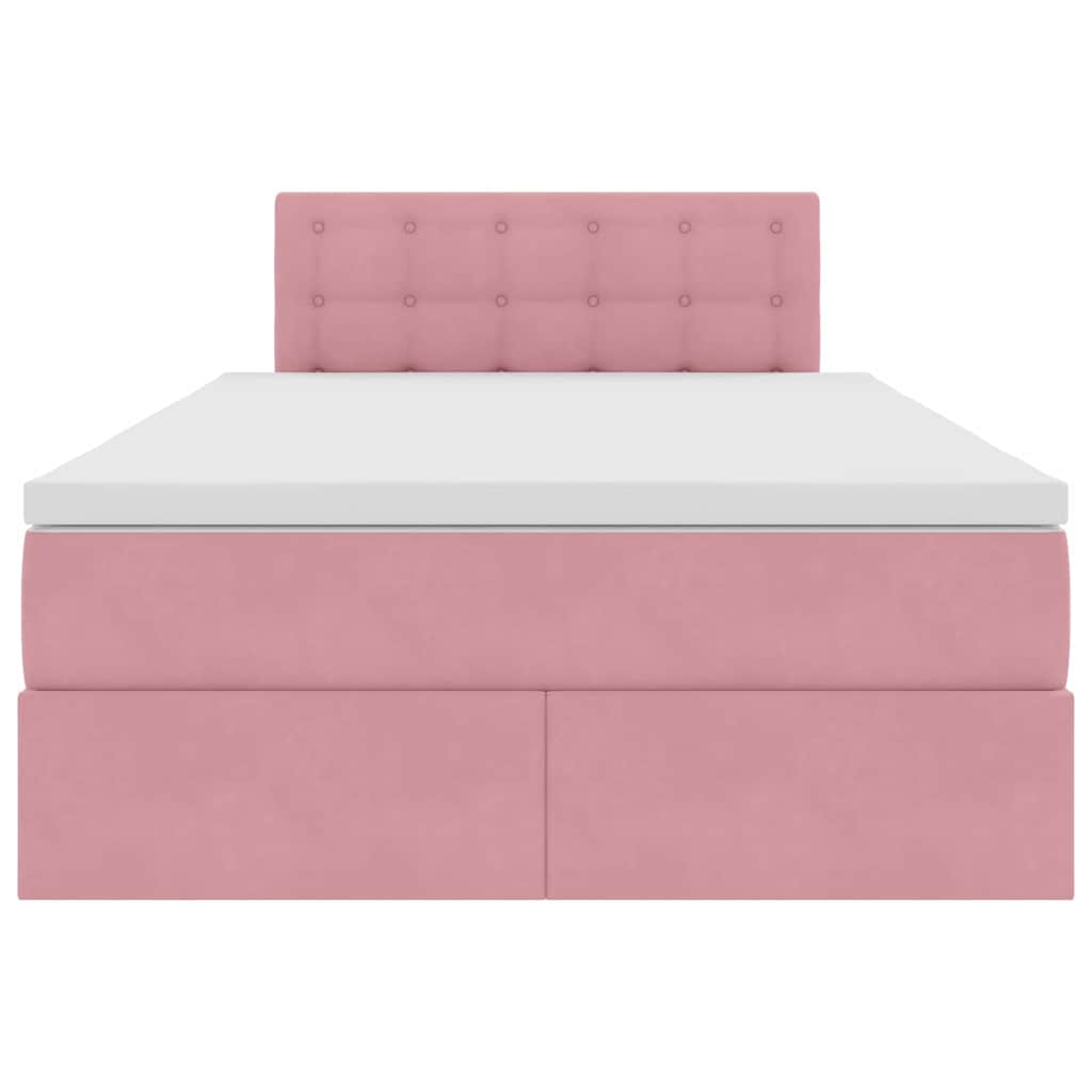 Opslag bed met matras met hoofdeinde Roze 120 x 200 cm Fluweel