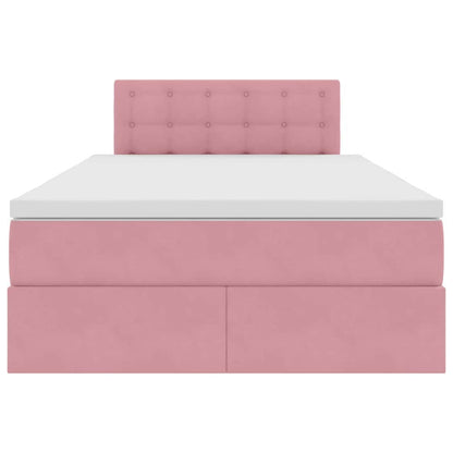 Opslag bed met matras met hoofdeinde Roze 120 x 200 cm Fluweel