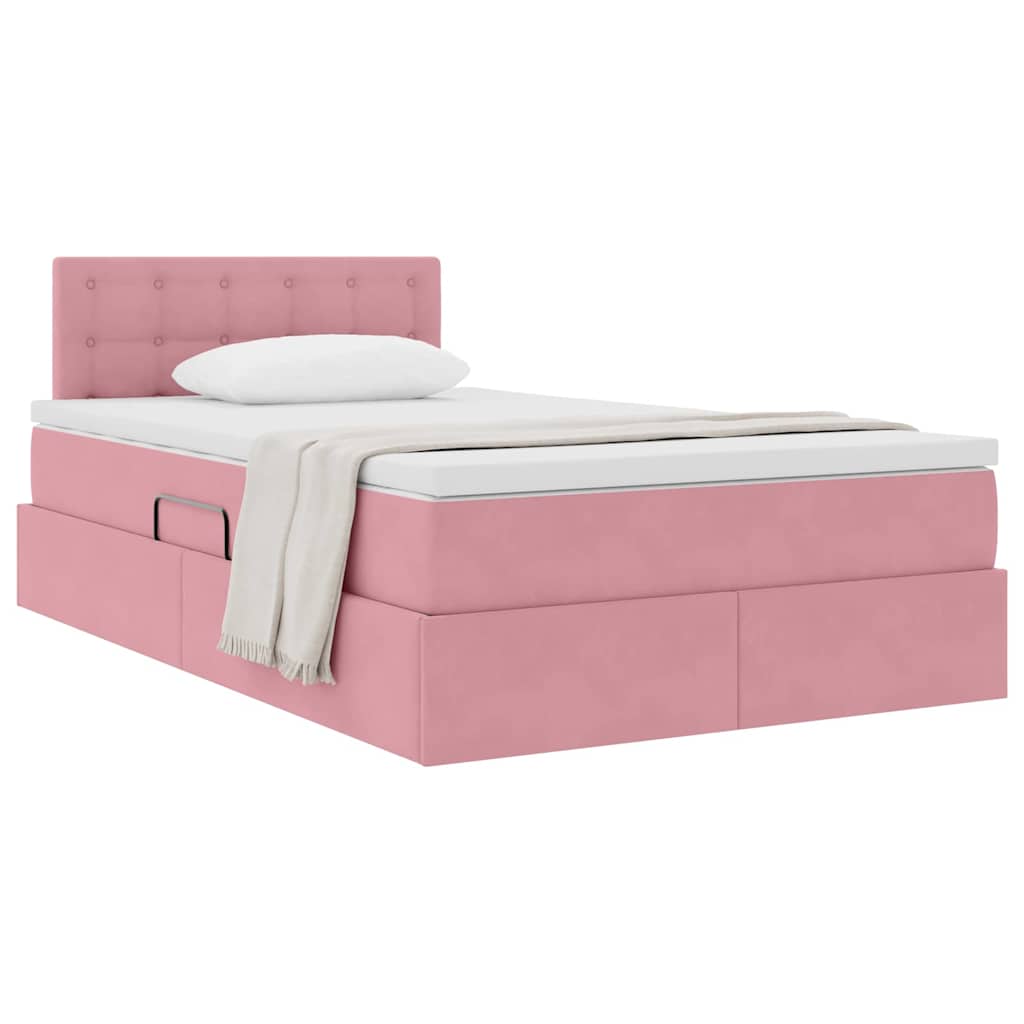 Opslag bed met matras met hoofdeinde Roze 120 x 200 cm Fluweel