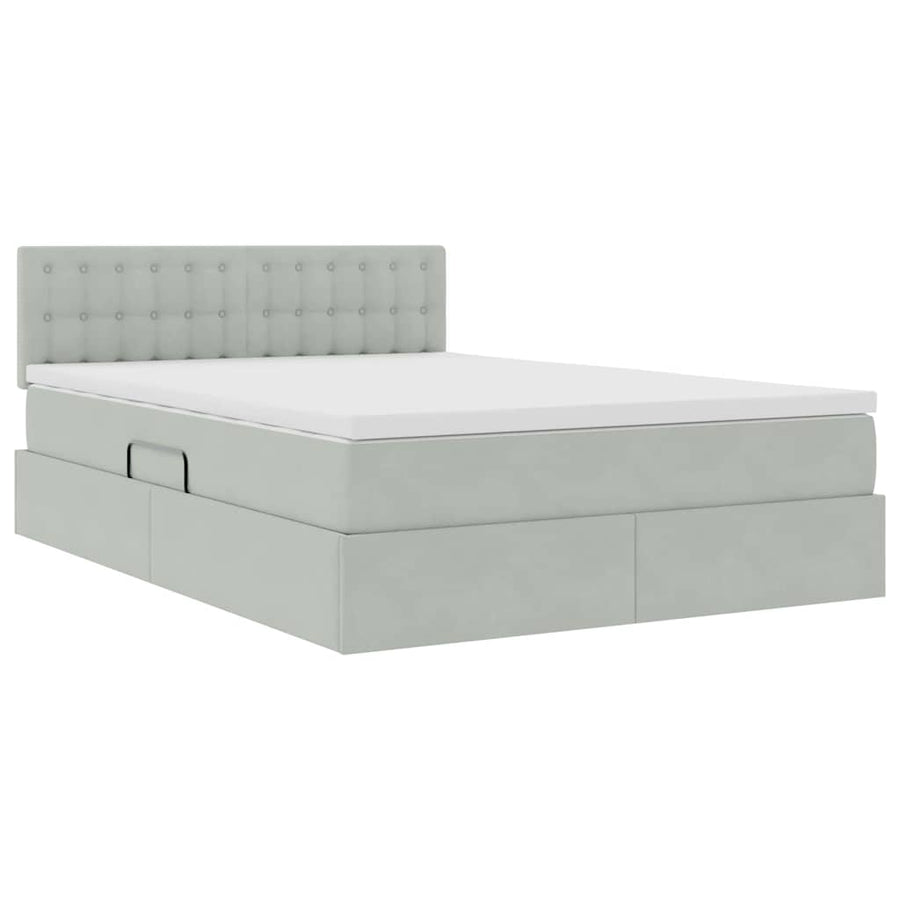 Opslag bed met matras Lichtgrijs 140 x 190 cm Fluweel