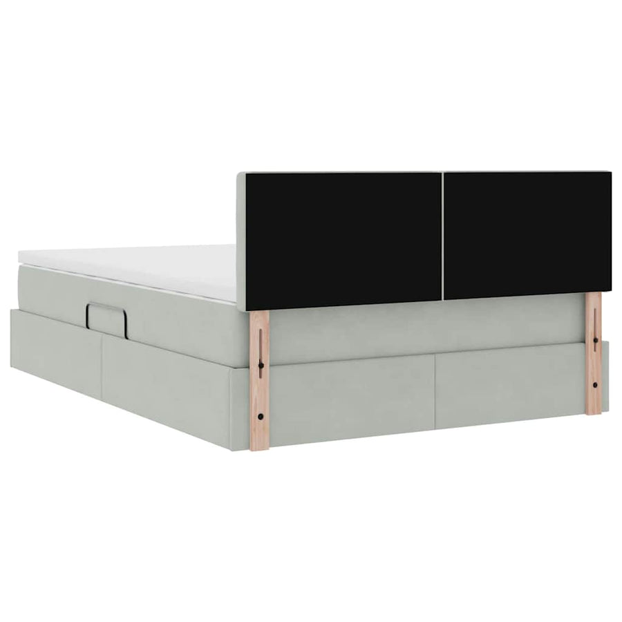 Opslag bed met matras Lichtgrijs 140 x 190 cm Fluweel