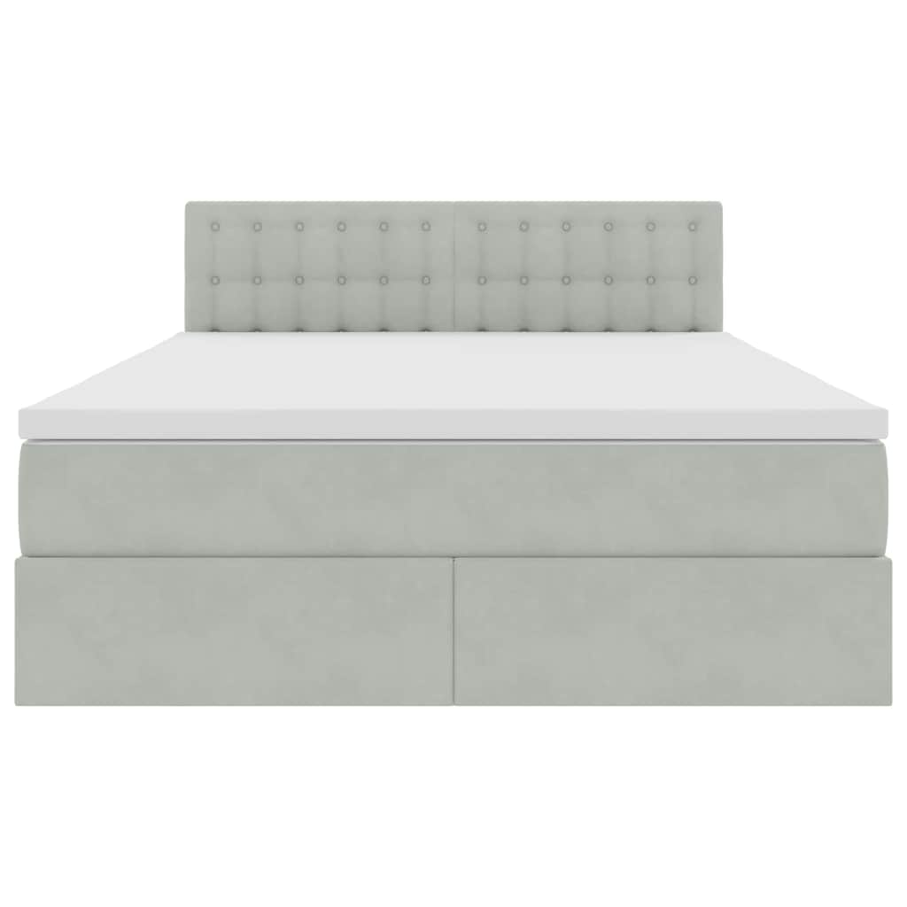 Opslag bed met matras Lichtgrijs 140 x 190 cm Fluweel