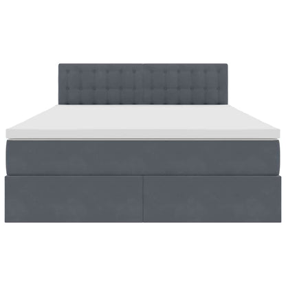 Opslag bed met matras Donkergrijs 140 x 190 cm Fluweel