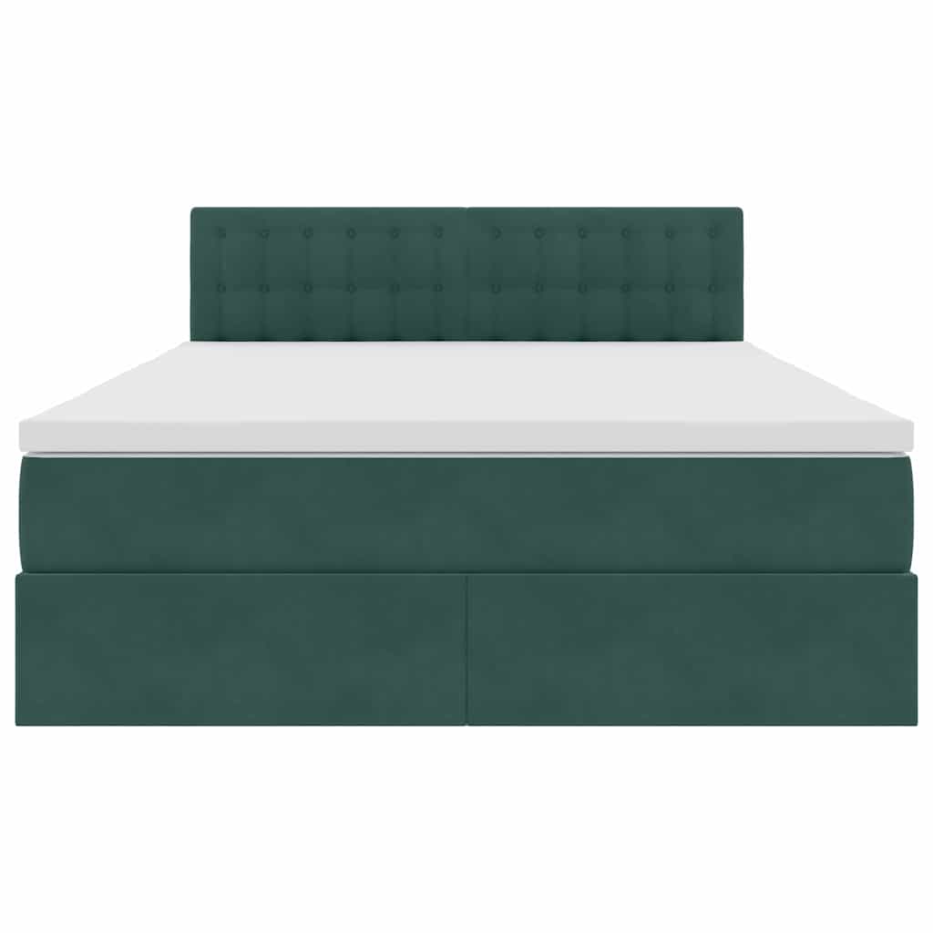 Opslag bed met matras Donkergroen 140 x 190 cm Fluweel