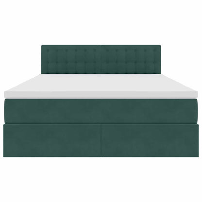 Opslag bed met matras Donkergroen 140 x 190 cm Fluweel