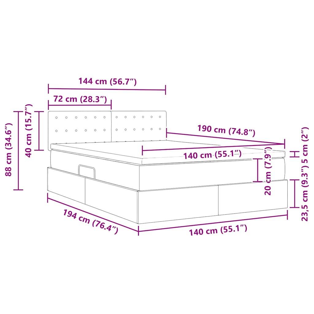 Opslag bed met matras Donkergroen 140 x 190 cm Fluweel