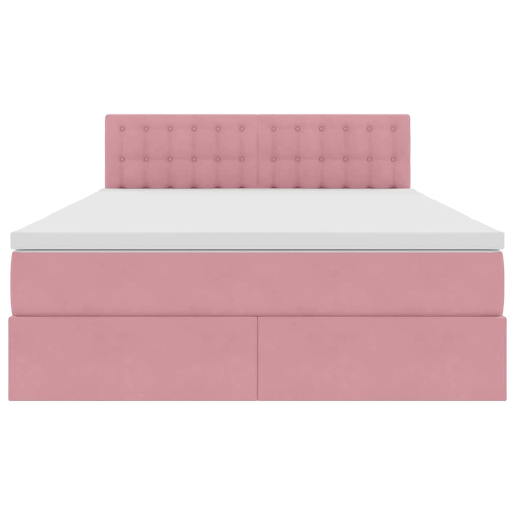 Opslag bed met matras met hoofdeinde Roze 140 x 190 cm Fluweel
