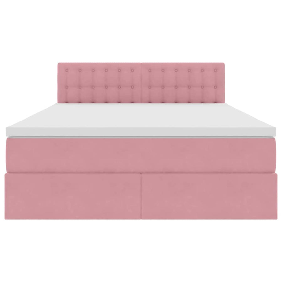 Opslag bed met matras met hoofdeinde Roze 140 x 190 cm Fluweel