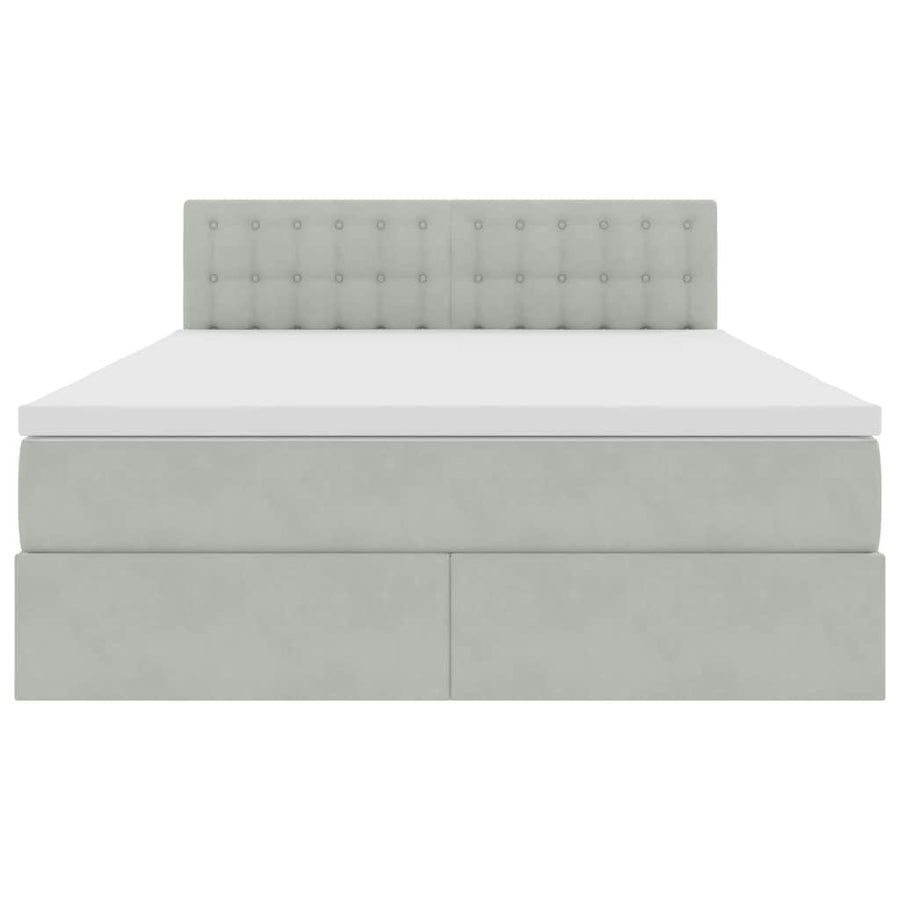 Opslag bed met matras Lichtgrijs 140 x 200 cm Fluweel
