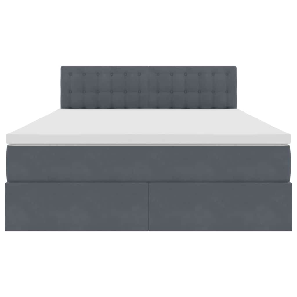 Opslag bed met matras Donkergrijs 140 x 200 cm Fluweel
