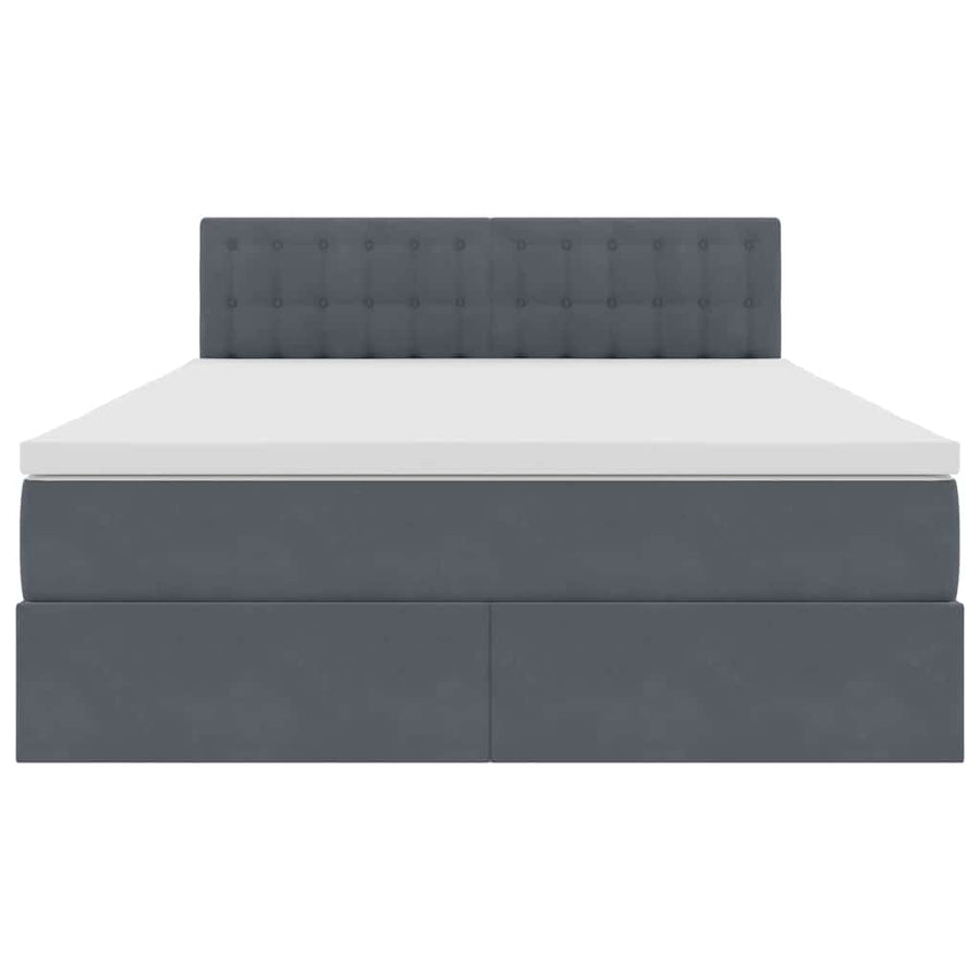 Opslag bed met matras Donkergrijs 140 x 200 cm Fluweel