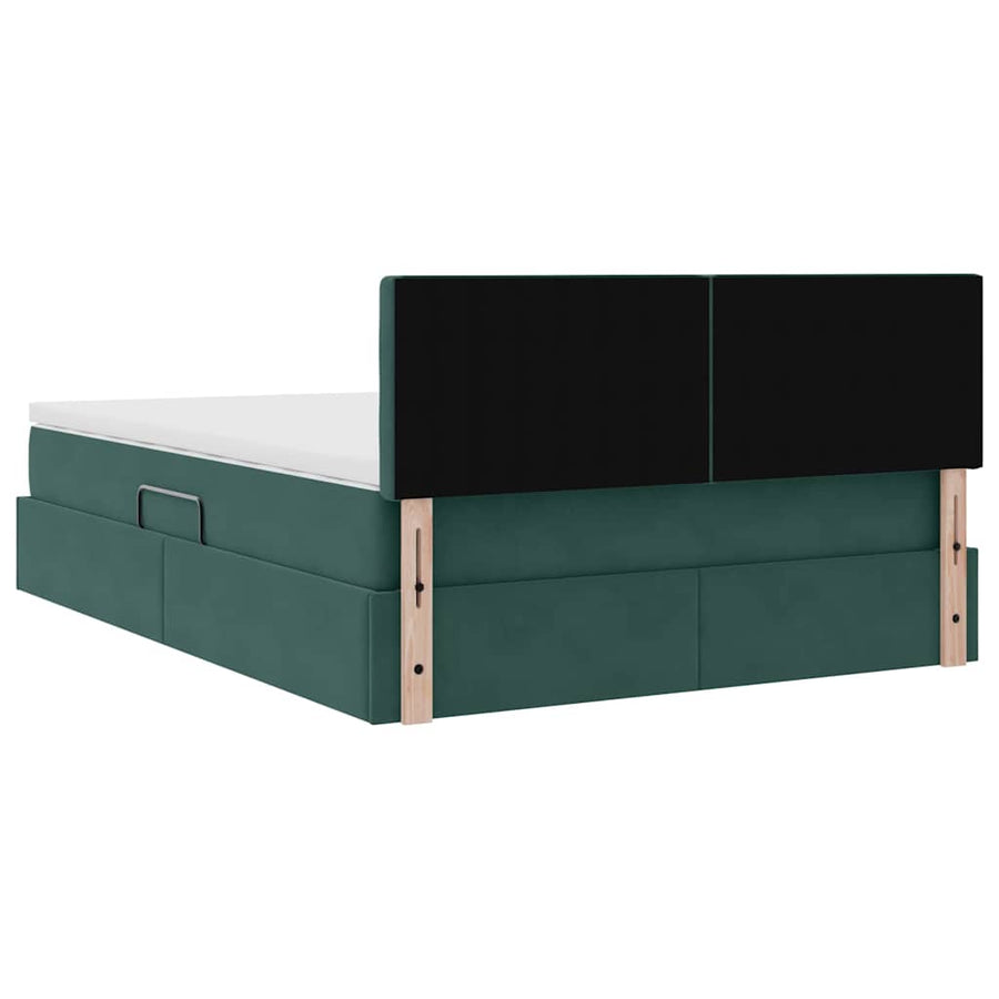Opslag bed met matras Donkergroen 140 x 200 cm Fluweel