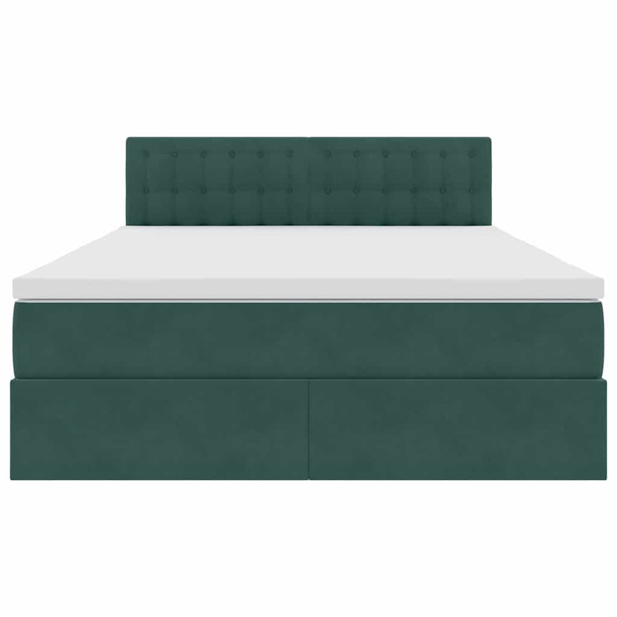 Opslag bed met matras Donkergroen 140 x 200 cm Fluweel