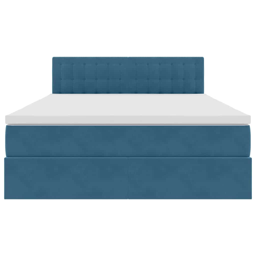 Opslag bed met matras Donkerblauw 140 x 200 cm Fluweel