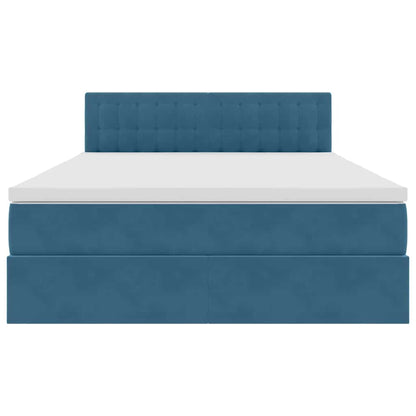 Opslag bed met matras Donkerblauw 140 x 200 cm Fluweel